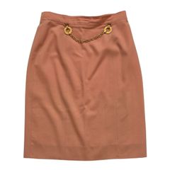 CELINE セリーヌ アパレル スカート ピンク系  チェーン ベルト 44サイズ ウール