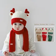 キッズ ニット帽 マフラー 子供 女の子 男の子 2点セット 可愛い 耳付き シンプル おしゃれ キッズ用 こども服 秋 冬 帽子 暖かい 防寒 防風 防寒対策 クリスマス プレゼント ギフト qiunan16