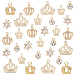 【数量限定】ブレスレット イヤリング ピアス ネックレス 手作り DIY 手芸 ハンドメイド材料 アクセサリーパーツ ラインストーン 60個 クラフト用品 6種 王冠チャーム クラウンチャーム 収納ケース付き PandaHall] [PH