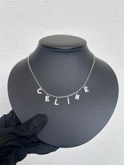 CELINE（セリーヌ）	ロゴ　ラインストーン　ネックレス　美品