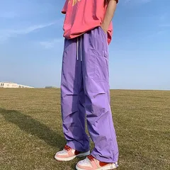 メンズ ワイドパンツ ストレートパンツ ウエストゴム 大きいサイズ 無地 かっこいい ゆったり 絞れる お洒落 春夏秋 ロングパンツ