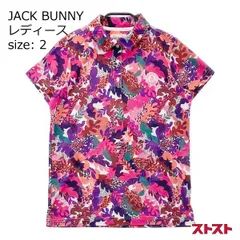 JACK BUNNY ジャックバニー 半袖ポロシャツ ワッペン×総柄 ピンク系 2 [240101138783]#