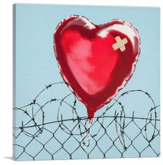 バンクシー アートパネル Mサイズ BANKSY Banksy「ラブ ハーツ/Love Hurts」キャンバスジークレ 発送目安15～20営業日