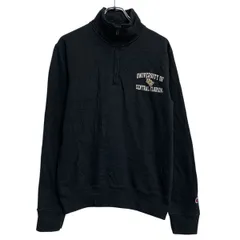 Champion プリントスウェット トレーナー S ブラック チャンピオン ハーフジップ ワンポイント シンプル 古着卸 アメリカ仕入 a703-5505