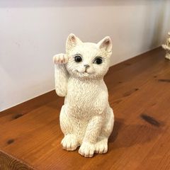 シェリーキャット01 お色はお選びください　かわいい猫　置物　猫　オブジェ　右手　 グレイ