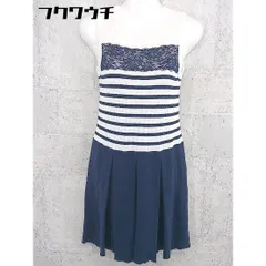 ◇ L'EST ROSE レストローズ ボーダー ノースリーブ ミニ ニット ワンピース サイズ2 ベージュ ネイビー レディース 【1002801864859】のサムネイル