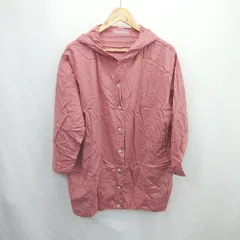 ◇ ⊂ SUN VALLEY 長袖 羽織りにもなるフード付きシャツパーカー サイズM レッド系 レディース E  【1505290027137】