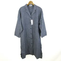 ユニクロ 長袖シャツ トップス コットンリネンロングシャツ 未使用品 レディース Lサイズ ネイビー UNIQLO