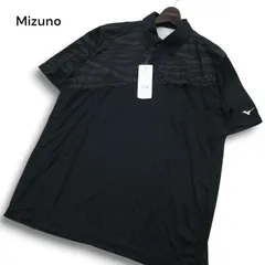 【新品 未使用】 Mizuno ミズノ 春夏 ロゴ★ 幾何学模様 半袖 スポーツ ポロシャツ Sz.XO メンズ 黒 大きいサイズ ゴルフ