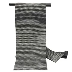 京やI567 正絹 紗 名古屋帯 夏の絹帯 夏の名古屋帯 夏帯 盛夏・単衣兼用 なごや帯 九寸名古屋仕立て 黒×白 銀糸 5月6月7月8月9月に セミフォーマル～カジュアルまでOK 仕立て上がり 単衣の時期から夏着物まで 絽 紗 麻 未使用 新古品