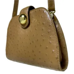 LANCEL ランセル オーストリッチ キャメル ショルダーバッグ ゴールド金具