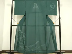平和屋着物＊夏物　訪問着　絽　刺繍　草葉文　銀糸　正絹　逸品　DAAS4066du