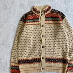 【Polo by Ralph Lauren】ラルフローレン　フェアアイル　コンチョボタン　カーディガン　メリノウール　ウール　ネイティブ柄　状態良好　サイズL ポロバイラルフローレン