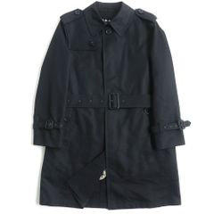 良品△正規品 BURBERRY LONDON バーバリー ロンドン ベルト・ノバチェック柄中綿入りライナー付き ミドル丈 トレンチコート 黒 S メンズ