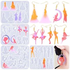 Voyyphixa シリコンモールド プリンセステーマ 姫系 4個セット DIY 手作り ピアス イヤリング キーホルダー チャーム アクセサリー UVレジン 型 エポキシ樹脂 贈り物 通し穴付き (プリンセス) 0