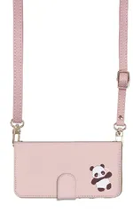 iPhone 16 ケース 手帳型 アイフォン16 スマホケース スマホショルダー レザー ストラップ パンダ ワンポイント かわいい  調節可能 130cm  カラー04