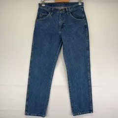 古着 ラングラー Wrangler デニムパンツ ストレート ジーンズ ジーパン 5ポケット 長ズボン ワンポイントロゴ w30 L30  ブルー メンズ