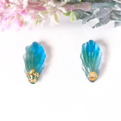 No.944　レジン　貝殻風　青色系　マーメイド　ピアス　イヤリング　ハンドメイド