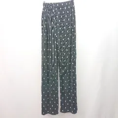 ◇ CHILLEチル ドット柄 プリーツ ウエストゴム セルフカット仕様 ワイドパンツ サイズF ブラック レディース E 【1309040078703】