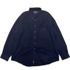 【USED/古着】ラルフローレン 無地 長袖シャツ ポケット 刺繍 ワンポイント 大きいサイズ ビックシルエット アメカジ 定番(XLサイズ)