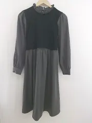 ◇ fifth フィフス 切り替え 長袖 膝下丈 ワンピース ダークグレー系 レディース P  【1301200007202】