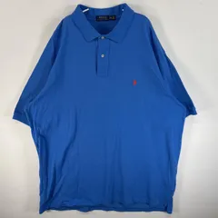 古着 ポロ・ラルフローレン POLO RALPH LAUREN 鹿の子 半袖 ポロシャツ ワンポイント ロゴ 刺繍 2ボタン 大きいサイズ 3XLT  水色 無地 メンズ