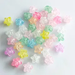アクリルキャンディビーズ 星型 40個入 ミックス [№ 115MX] スター クラック クリア 透明 レインボー ヘアゴム アクセサリー ハンドメイド資材 パーツ屋