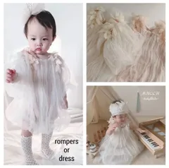 可愛い2type♡ 花びら　シフォンロンパース or ドレス　66cm〜80cm