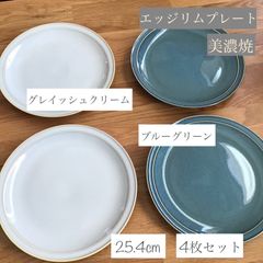 エッジリム 25.4cm プレート 大皿 パスタ皿 ワンプレート 美濃焼 4枚セット