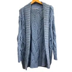 ERMANNO SCERVINO　エルマンノ シェルビーノ　エルマンノシェルヴィーノ　ニットガウン　ニットカーディガン　ニットコート　ニット　カーディガン　ビジュー　ウール　レディース　女性用　ブルー　水色　Sサイズ　S【ブランドギャラリー東心斎橋店】