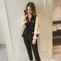 ☆ ブラック ☆ XLサイズ ☆ パンツスーツ レディース 入学式 入園式 おしゃれ パンツスーツ レディース セレモニースーツ フォーマルスーツ ママスーツ パンツスタイル 上下 セットアップ 卒業式 入学式 結婚式 お呼ばれ かっこいい かわいい 母