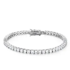 【数量限定】ファッションアクセサリー 19cm 幅2mm～6mm キュービックジルコニア 一列 銅製 ヒップホップ風 シルバー ゴールド ブレスレット テニスチェーン [Rockyu]