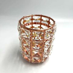 ★新品★ クリスタル調　ローズゴールド キャンドルホルダー 　ブラシスタンド　インテリア　小物　上品　キラキラ　メイク　ペン立て　デスク　ドレッサー　高級感