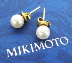 MIKIMOTO K18 パール ピアス パール直径約6mm 箱 ケース付き ミキモト LF0056-0524-10 ★3155