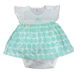 BBABY DOLL 　スカート付き　半袖　ボディスーツ　ロンパース　白　グリーン　60