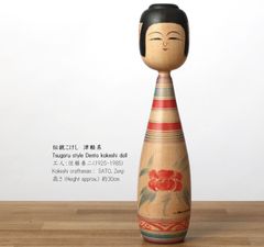 伝統こけし-津軽系、佐藤善二 (1925-1985) 作、高さ30cm | antique Dento kokeshi doll-Tsugaru style, by Zenji Sato (1925-1985), 30cm in height