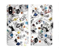 [iPhone11 Pro] iPhone16 Pro ケース スカラー スマホケース 手帳型 iPhone16 Plus ケース アイフォン16 15 14 13 12 11 スマホカバー 全機種対応 手帳 ScoLar ネコ ロケット 土星 手書き風 かわ