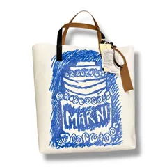 参考上代88000円 国内正規 未使用品 MARNI RUBBER CAKE SHOPPING BAG ラバーケーキ ショッピングバッグ トートバッグ マルニ SHMQ0037A4 ホワイト×ブラック 92892A3のサムネイル