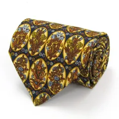 イヴ・サンローラン ブランド ネクタイ YSL ドット 花柄 シルク イタリア製 PO メンズ ネイビー YVES SAINT LAURENT 【中古】