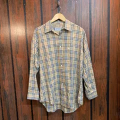 【むつ75-1529】Burberry 90s ロンドン/ノバチェック レーヨンシャツ Lサイズ【併売】