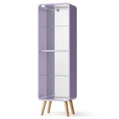 【新着商品】高さ調節可能 フィギュア ガラスディスプレイキャビネット4段 収納 コレクションシェルフ 背面ミラー 強化ガラス棚 コレクションケース サイズ:幅36*奥行26.5*高さ121CM OSJ パープル