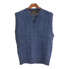 80年代 USA製 Eddie Bauer エディーバウアー Vネック ウール ニット ベスト アウトドア ブルー(メンズ M)中古 古着 T8705
