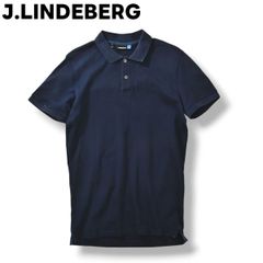 J.Lindeberg short-sleeved pique polo shirt with embroidered logo, made in Tunisia. Size S. Navy. Men's golf wear.