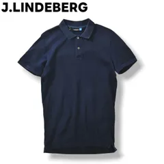 チュニジア製 ジェイリンドバーグ J.LINDEBERG 刺繍ロゴ 半袖 カノコ ポロシャツ S ネイビー メンズ ゴルフウェア