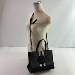04w2332∞※【中古】 COACH コーチ 2way ショルダーバッグ ハンドバッグ デンプシー キャリーオール シグネチャー ジャカード ウィズ ストライプ アンド コーチ パッチ シルバー/ブラック スモーク ブラック マルチ 【八王子店】