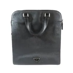 プラダ PRADA ブリーフケース ビジネスバッグ レザー サフィアーノ トートバッグ 三角プレート カバン 黒 ブラック メンズ レディース 