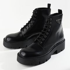 PRADA プラダ レザーコンバットブーツ - メルカリ