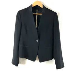 マレーラ MARELLA  ジャケット ノーカラー ロゴボタン オケージョン ブラック 42サイズ 977666のサムネイル