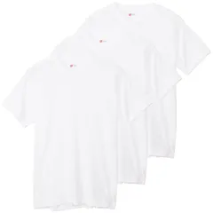 【迅速発送】ヘインズ 半袖Tシャツ (3枚組) 乾きやすい ドライな肌触り クルーネック 青ラベル メンズ ホワイト S