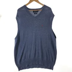 【中古】POLO RALPH LAUREN 90s ニットベスト サイズ表記無 rn41381 ブルー ポロラルフローレン[10]